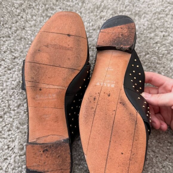 Bally Women's Studded Leather Mules Loafers Size 36 | Gold Buckle | Retail $695 - Picture 4 of 8